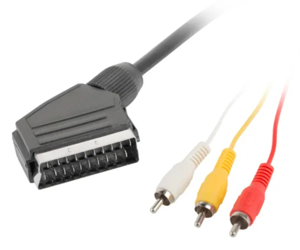 Cable euroconector lanberg macho - 3x rca macho 1.8m