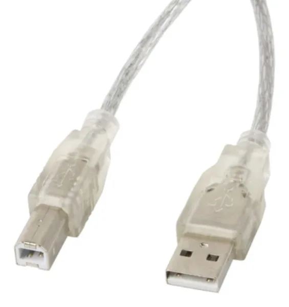 Cable USB Lanberg USB-A Macho a USB-B Macho Ferrita 5M Transparente