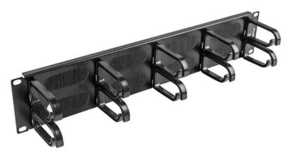 Organizador de Cables Lanberg 10 Anillos 19" 2U Tipo B con Cepillo Negro