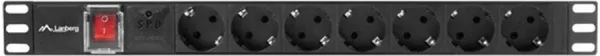 Regleta lanberg 1u 10a 7x schuko rack 19 pulgadas 2m negro c14