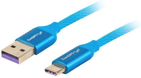 Cable USB lanberg 2.0 macho - USB tipo c macho 5a 1m azul