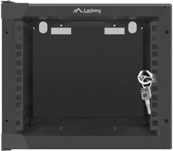 Armario lanberg mural rack 10 pulgadas 4u - 280x310 flat pack negro puerta cristal