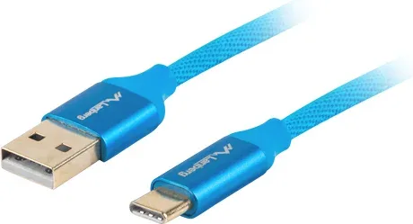 Cable USB lanberg 2.0 macho -  USB tipo c macho quick charge 3.0 1m azul