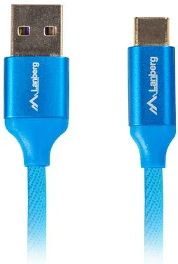 Cable USB lanberg 2.0 macho - USB tipo c macho quick charge 3.0 1.8m azul