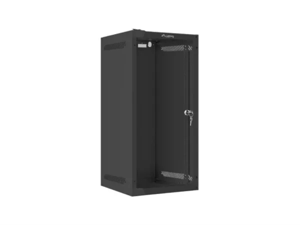 Armario Lanberg Mural Rack 10" 12U/280X310 Flat Pack Negro Puerta Cristal