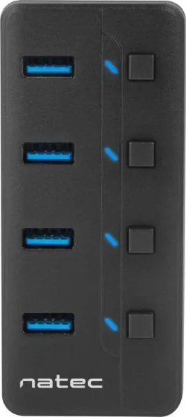 Hub Natec Mantis 2 USB 3.0 4 Puertos On Off con Alimentador