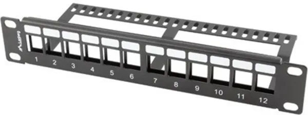 Patch Panel Lanberg 12 Puertos 1U Rack 19-Organizador Modulos Keystone Negro