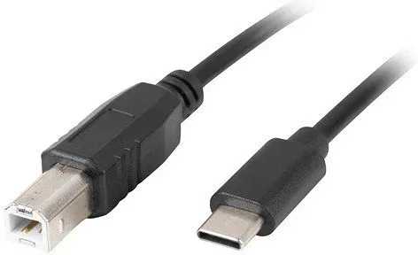 Cable USB lanberg USB tipo c m a USB tipo b m 2.0 1.8m ferrita negro