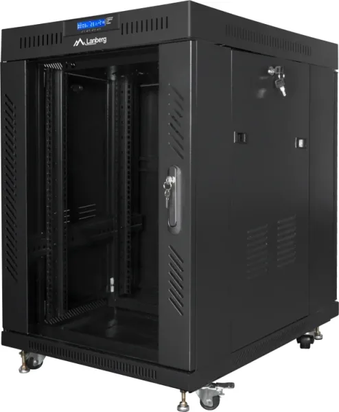 Armario Lanberg Rack 19? 15U 800X1000 LCD Puerta Cristal Flat Pack Negro