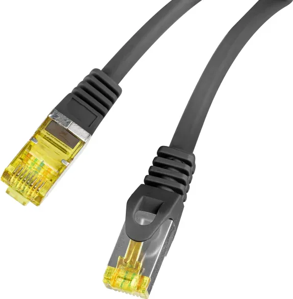 Cable Red Lanberg Latiguillo Cat.6A S/Ftp Lszh Cu 0.25M Negro Fluke  Passed