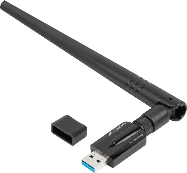 Adaptador Red Lanberg USB WiFi 1200 MB/S Dual Band con Antena