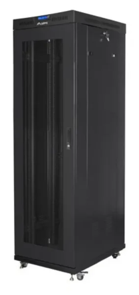 Armario Lanberg Rack 19" 42U 600X1000 Flat Pack V2 Puerta Mesh con LCD Negro