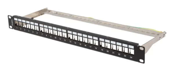 Patch Panel Lanberg 24 Puertos 1U Rack 19" Ftp para Modulos Keystone Negro