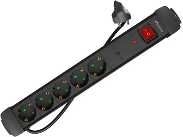 Regleta Lanberg Sp1 5 Tomas Schuko Proteccion Hasta 2500W Negra 5M