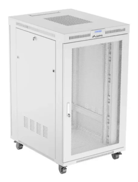 Armario Lanberg Rack 19" 27U 800X1000 Flat Pack Gris Puerta Perforada con LCD