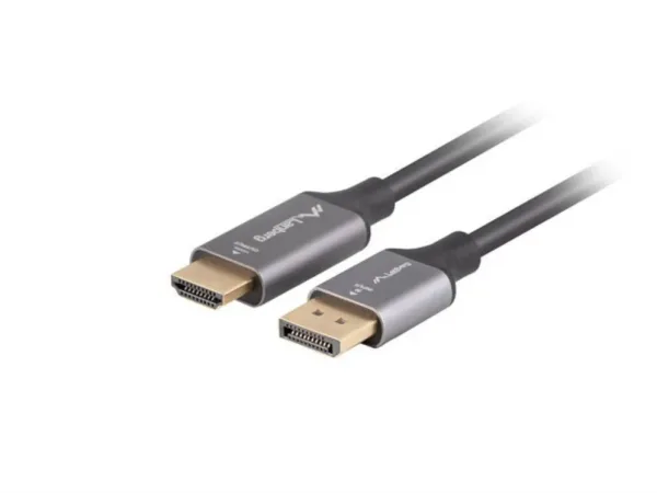 Cable Lanberg DisplayPort a HDMI 4K Macho/Macho 1M Negro -Plata