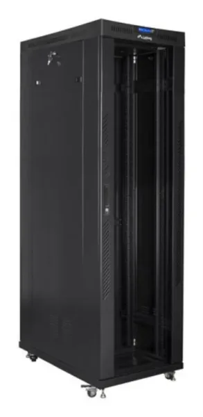 Armario Lanberg Rack 19" 42U 600X1200 Flat Pack Negro Puerta Cristal con LCD