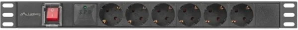 Regleta lanberg 1u 16a rack 19 pulgadas 6x socket schuko negro 2m