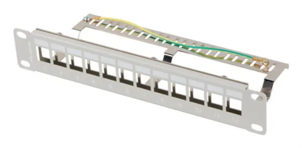 Patch Panel Lanberg 12 Puertos 1U Rack 10" Ftp para Modulos Keystone Gris