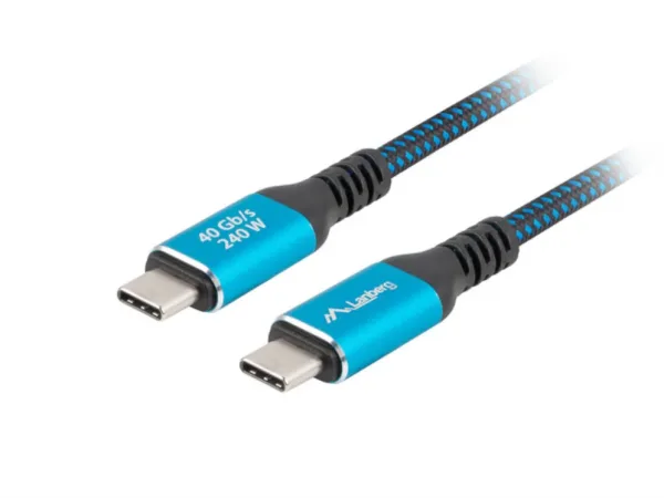 Cable USB-C 4.0 Lanberg Macho/Macho 1.5M 240W 8K 60Hz Negro/Azul