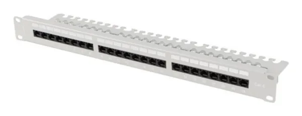 Patch Panel Lanberg 24 Puertos 1U 19" Cat.6 Utp con Organizador Cables Gris