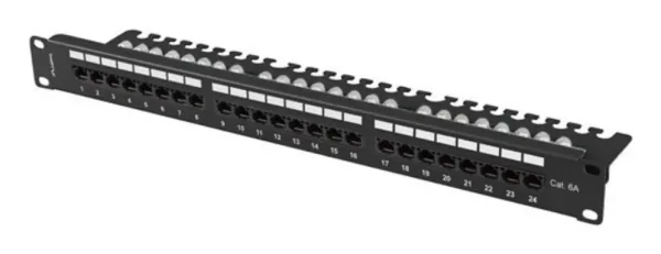 Patch Panel 24 Puertos 1U 19" CAT.6A UTP con Organizador