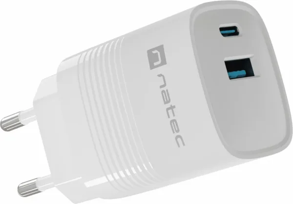 Cargador Natec Ribera Gan 30W Pd3.0 Qc3.0 1Xusb-A + 1Xusb-C Blanco