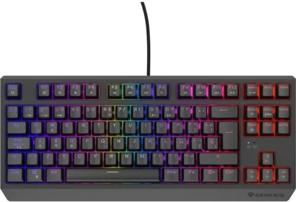 Teclado Gaming Genesis Thor230 Tkl Es USB Retroiluminado Mecanico Negro