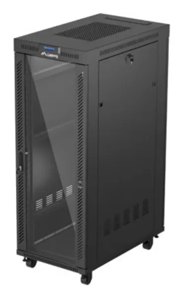 Armario Lanberg Rack 19" 32U 600X1000 Flat Pack Puerta Cristas con LCD Negro