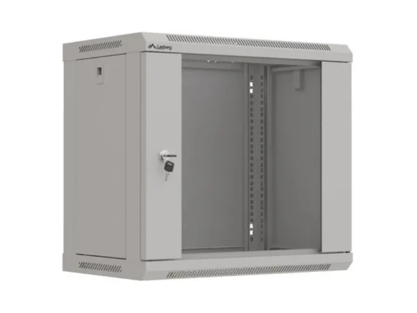 Armario Lanberg Mural Rack 19" 9U 540X350 Flat Pack Gris Puerta Cristal