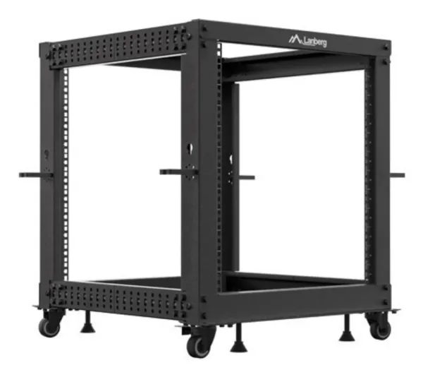 Armario Lanberg Abierto Rack 19" 12U 600X600 Ajustable Hasta 1100 Negro