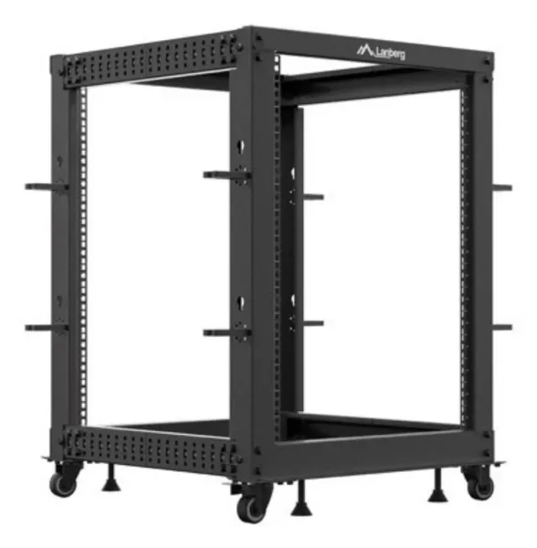 Armario Lanberg Abierto Rack 19" 15U 600X600 Ajustable Hasta 1100 Negro