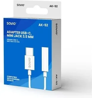 Adaptador USB-C a Mini Jack 3.5 Mm Savio Ak-52