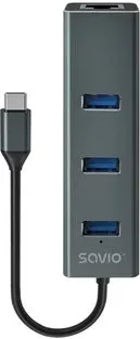 Hub Savio USB(C) - 3 X USB(A) 3.1 + 1 X Rj45