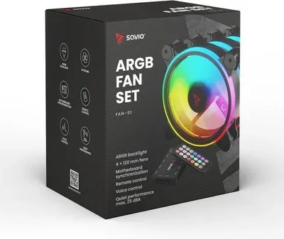 Kit 4 Ventiladores Pc Savio con Mando Black
