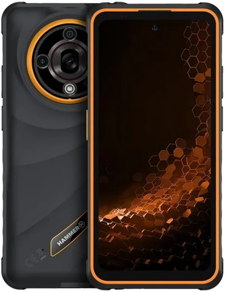 Telefono movil smartphone rugerizado hammer iron 6 5g - 8gb - 256gb - 6.56 pulgadas - negro - naranja