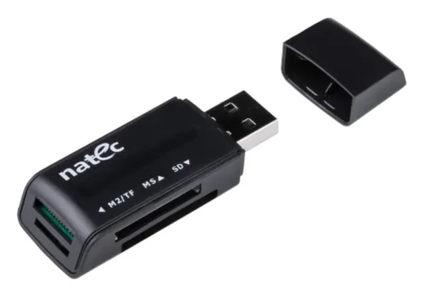 Lector de Tarjetas Natec Mini Ant 3 Sdhc Mmc M2 microSD USB 2.0 Negro