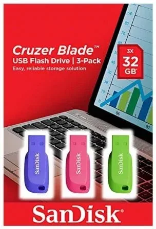 Pendrives 32GB SanDisk Cruzer Blade/ USB 2.0/ Pack 3