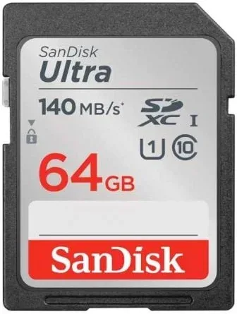 Tarjeta de Memoria SanDisk Ultra 64GB SD HC UHS-I - SDXC/ Clase 10/ 140MBs