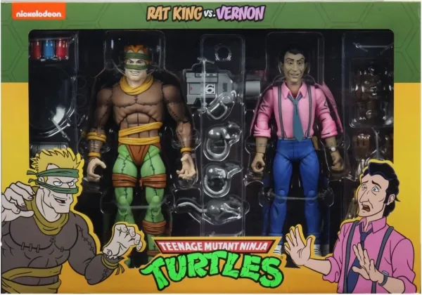 Pack 2 figuras neca rat king & vernon 18 cm scale action figure tmnt cartoon re - run