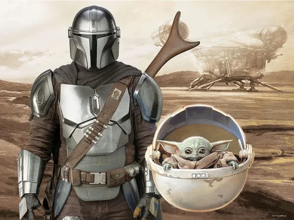 Puzle lenticular prime 3d 500 piezas the mandalorian el mandaloriano mando & grogu en capsula
