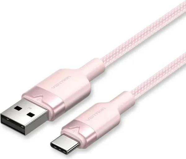 Cable USB 2.0 Tipo-C Vention CTNPH/ USB Tipo-C Macho - USB Macho/ Hasta 60W/ 480Mbps/ 2m/ Rosa