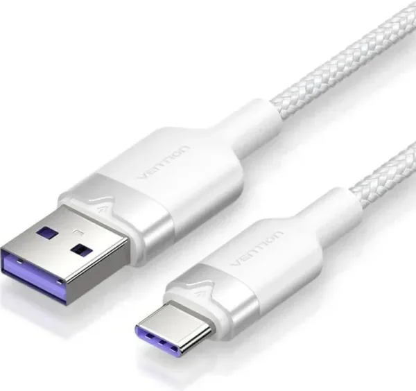 Cable USB 2.0 Tipo-C Vention CTOWF/ USB Tipo-C Macho - USB Macho/ Hasta 100W/ 480Mbps/ 2m/ Blanco