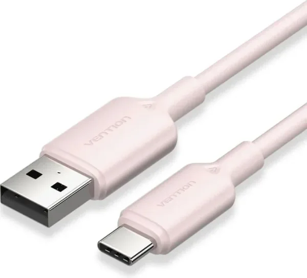 Cable USB 2.0 Tipo-C Vention CTQPH/ USB Tipo-C Macho - USB Macho/ Hasta 60W/ 480Mbps/ 2m/ Rosa