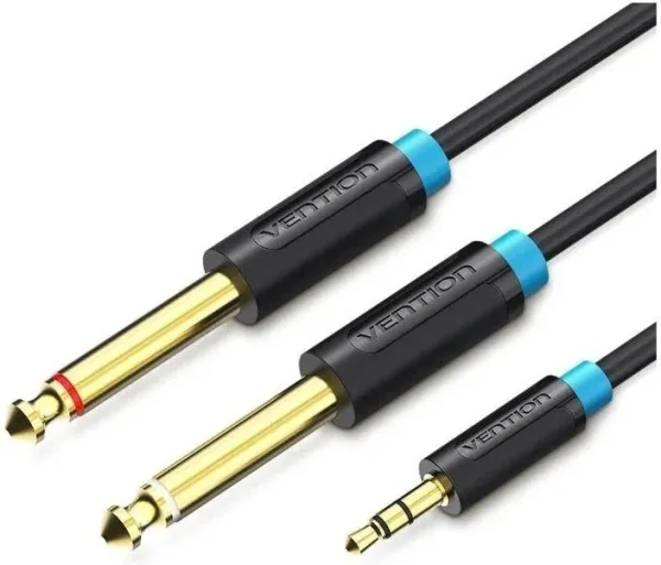 CABLE AUDIO ESTEREO JACK 3.5/M 2xJACK 6.5/M 1.5 M NEGRO VENTION