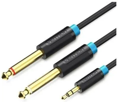 Cable Estéreo Vention BACBH/ Jack 3.5 Macho - 2x Jack 6.5 Macho/ 2m/ Negro