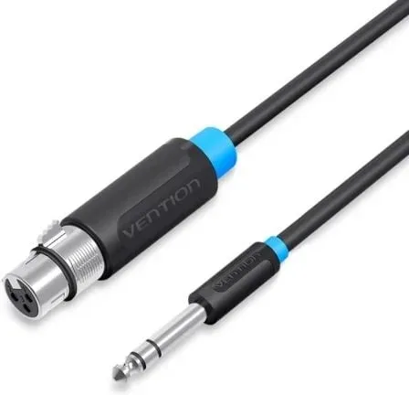Cable Estéreo Vention BBEBF/ Jack 6.5 Macho - XLR Hembra/ 1m/ Negro