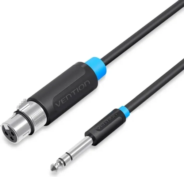 Cable Estéreo Vention BBEBI/ Jack 6.5 Macho - XLR Hembra/ 3m/ Negro