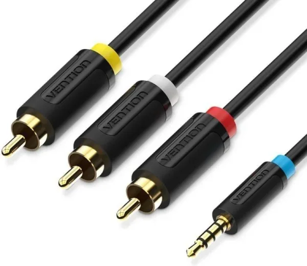 Cable Estéreo Vention BCCBG/ Jack 2.5 Macho - 3x RCA Macho/ 1.5m/ Negro