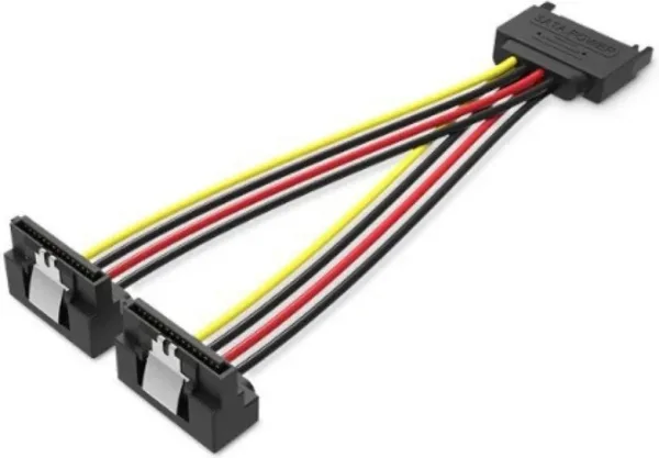 Cable Alimentación Vention KDBBB/ SATA Macho - 2x SATA Hembra/ 15cm/ Negro